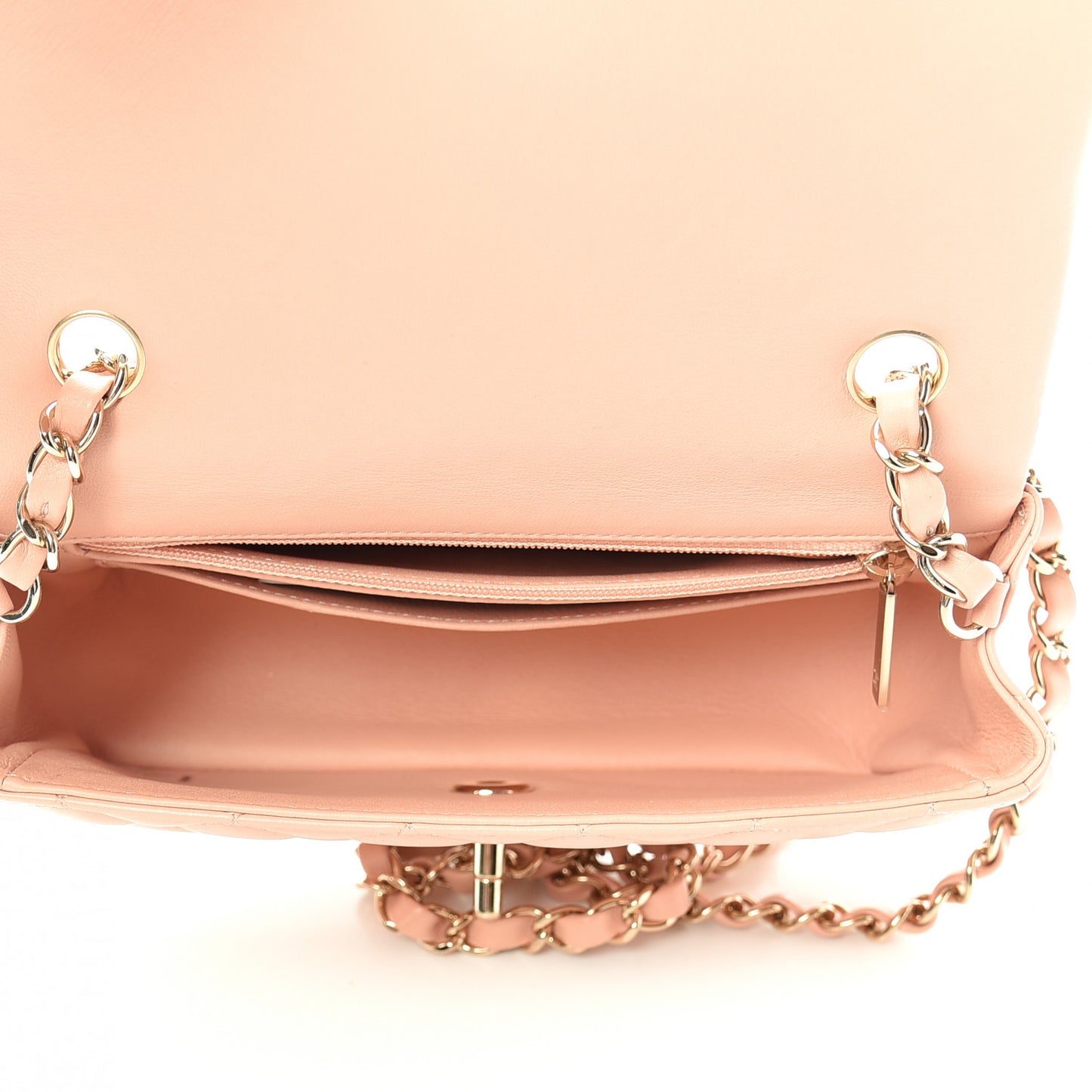 Lambskin Quilted Mini Rectangular Flap Light Pink