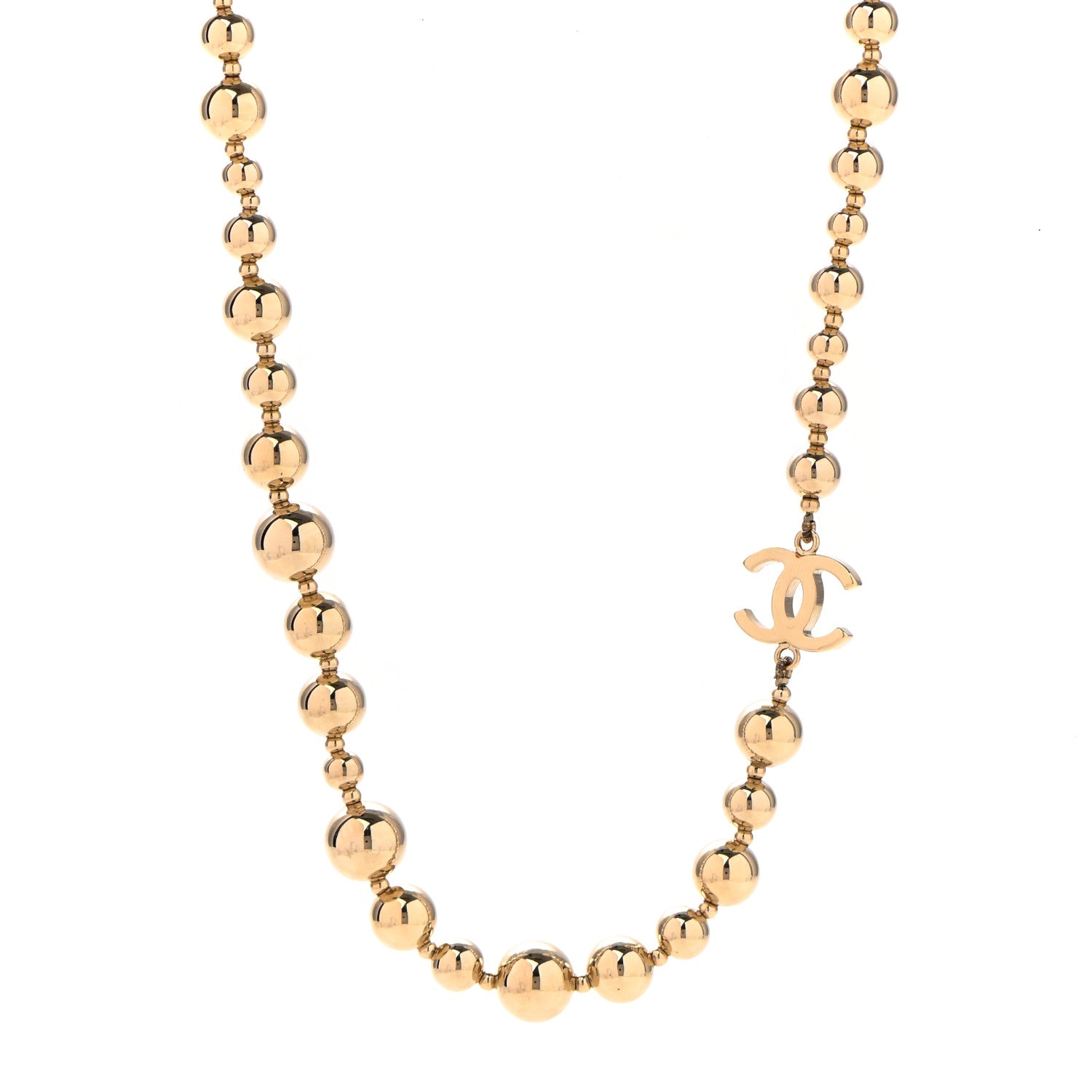 Chanel Metal Bead CC Necklace Gold 1 of 6