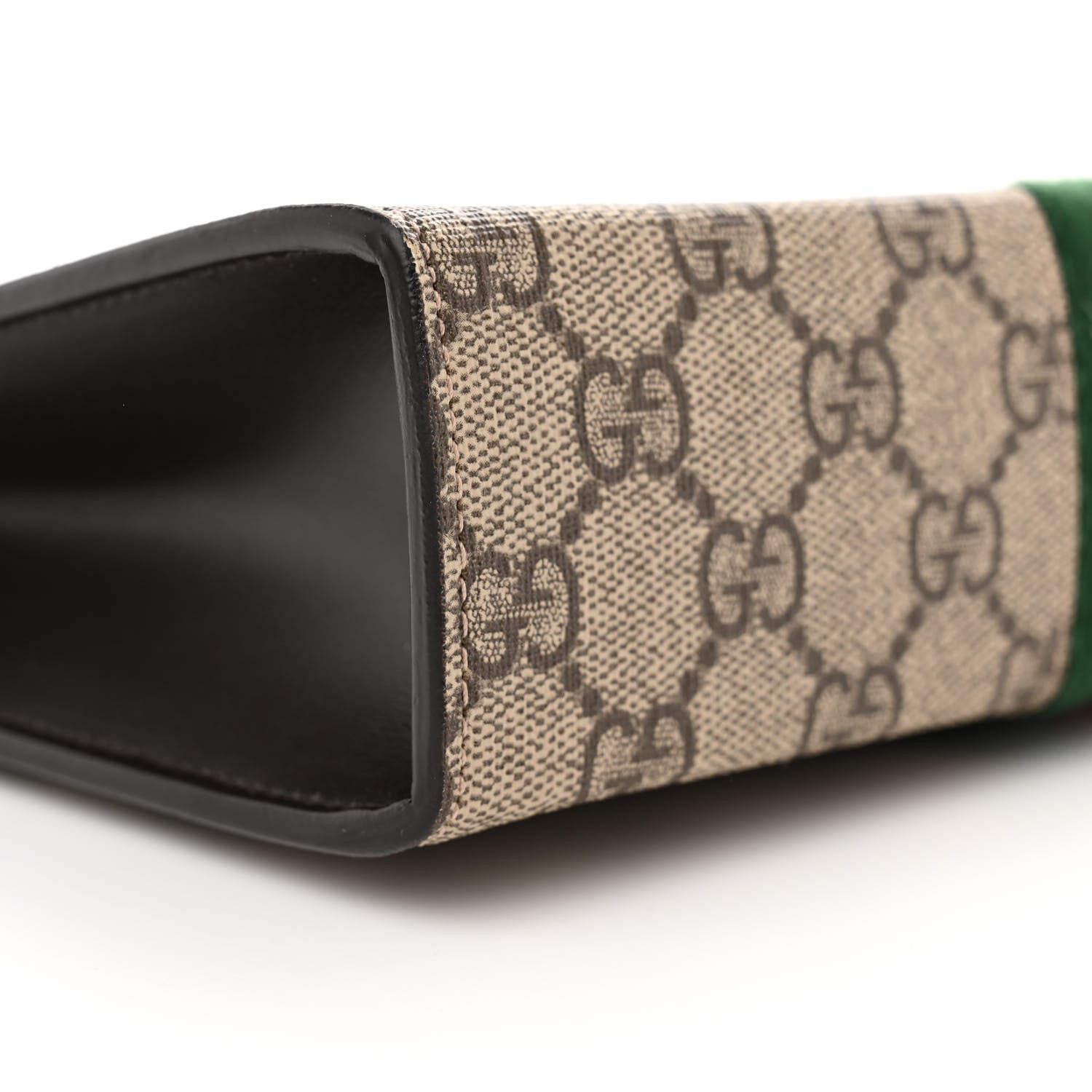 Gucci GG Supreme Monogram Selleria Calfskin Web New Web Cosmetic Case Beige Ebony Cocoa 9 of 10