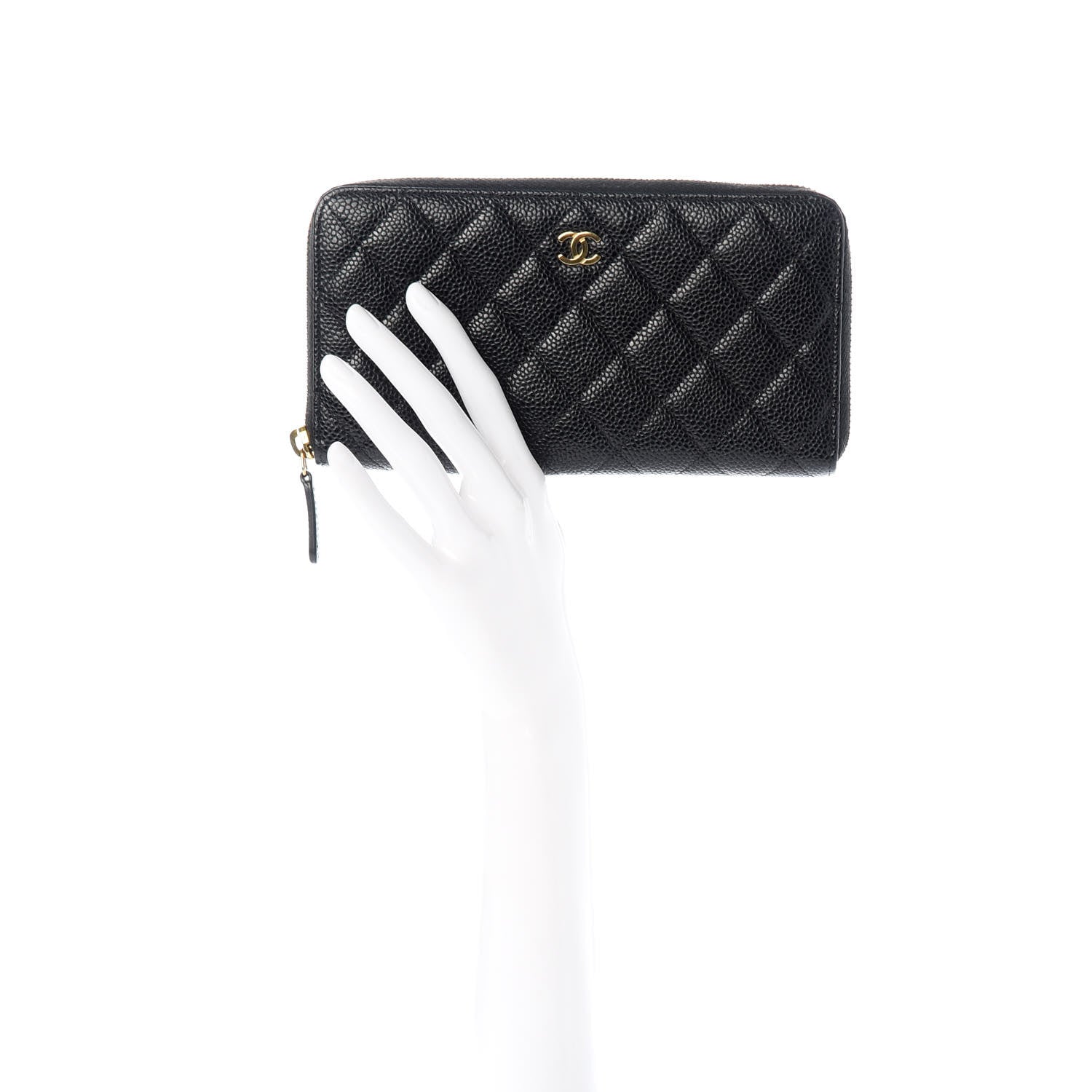 Chanel Caviar Quilted Large Gusset Zip Around Wallet Black 2 of 9