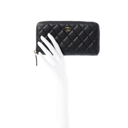 Chanel Caviar Quilted Large Gusset Zip Around Wallet Black 2 of 9
