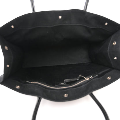 Saint Laurent Raffia Linen Calfskin Small Rive Gauche Tote Black 5 of 10