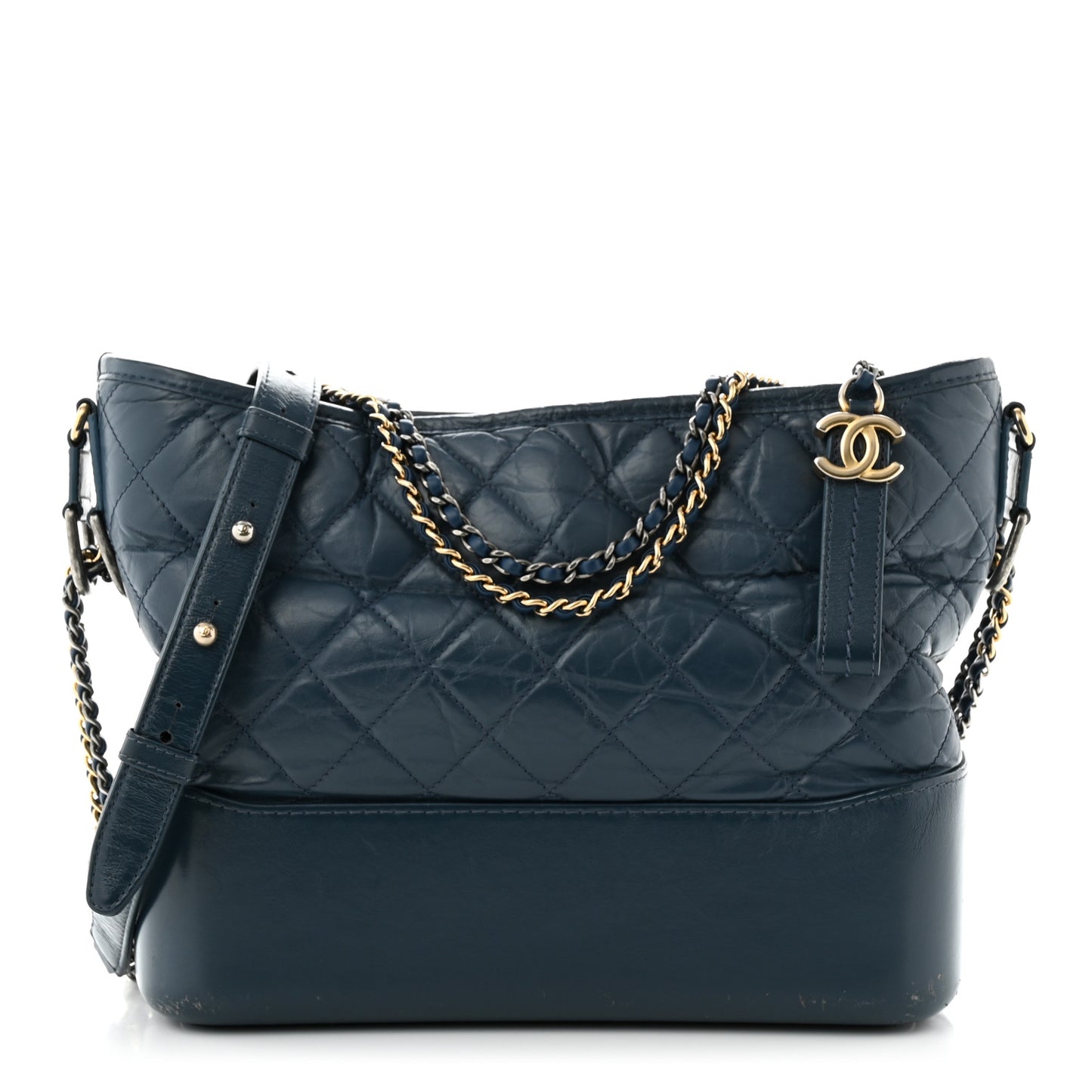 Aged Calfskin Quilted Medium Gabrielle Hobo Blue