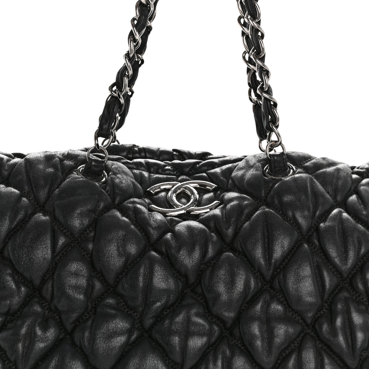 Chanel Calfskin Bubble Quilt Bowler Black 8 of 14
