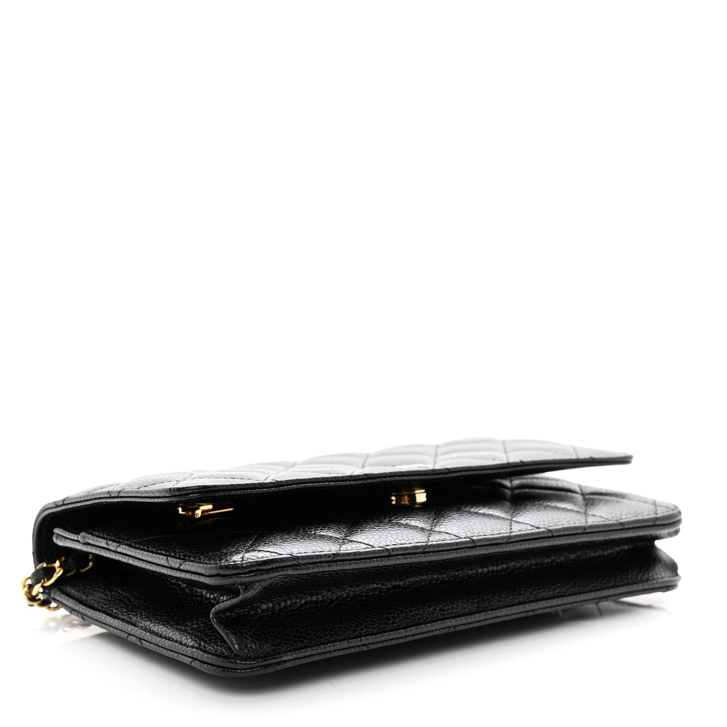 Caviar Quilted Wallet on Chain WOC Black