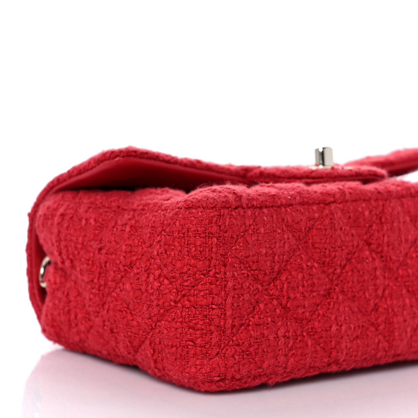 Tweed Quilted Mini Rectangular Flap Red