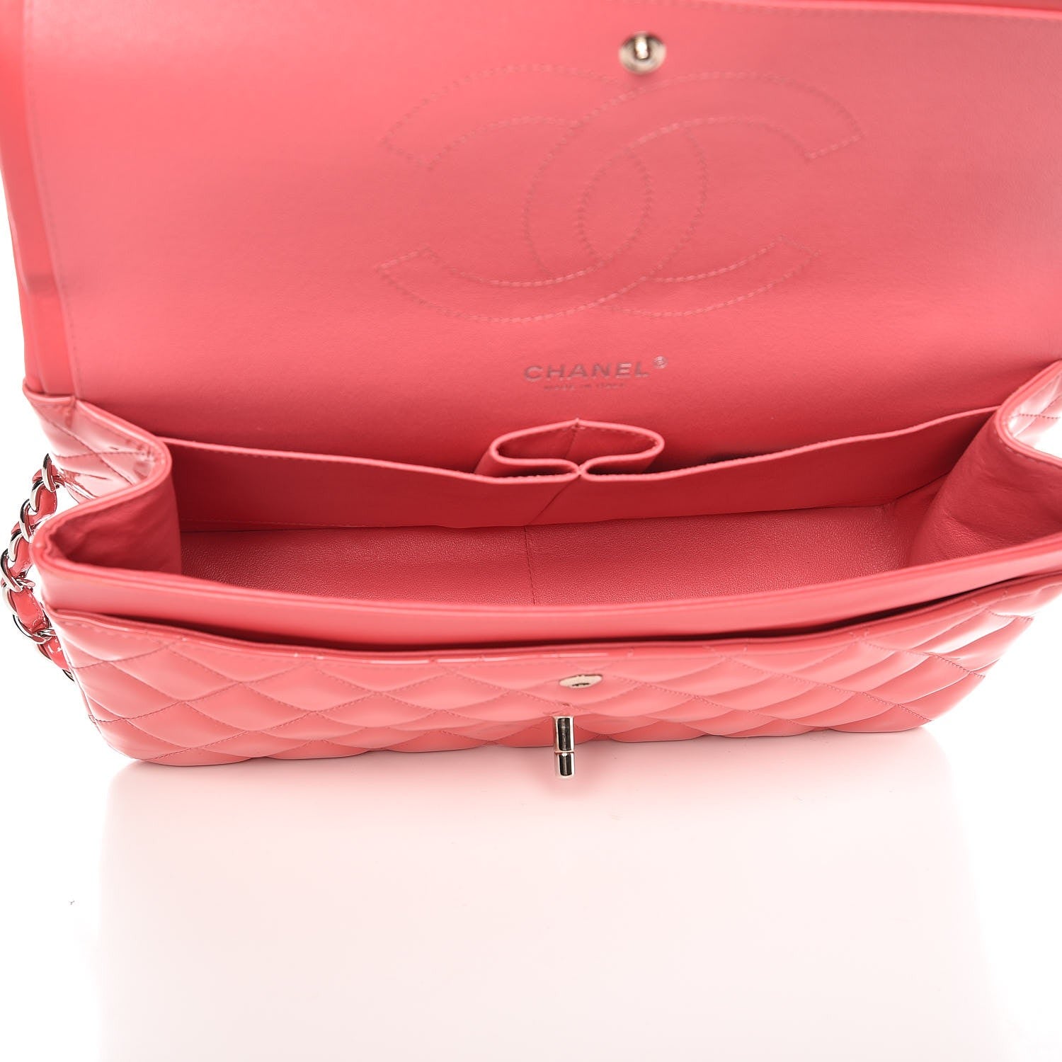Chanel Patent Quilted Jumbo Double Flap Pink 6 of 10