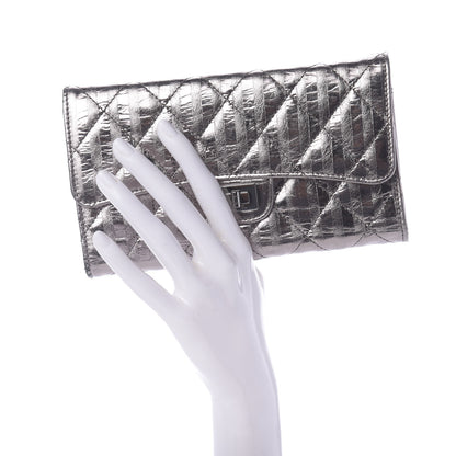 Chanel Metallic Striped Calfskin Reissue Wallet Dark Silver 2 of 8