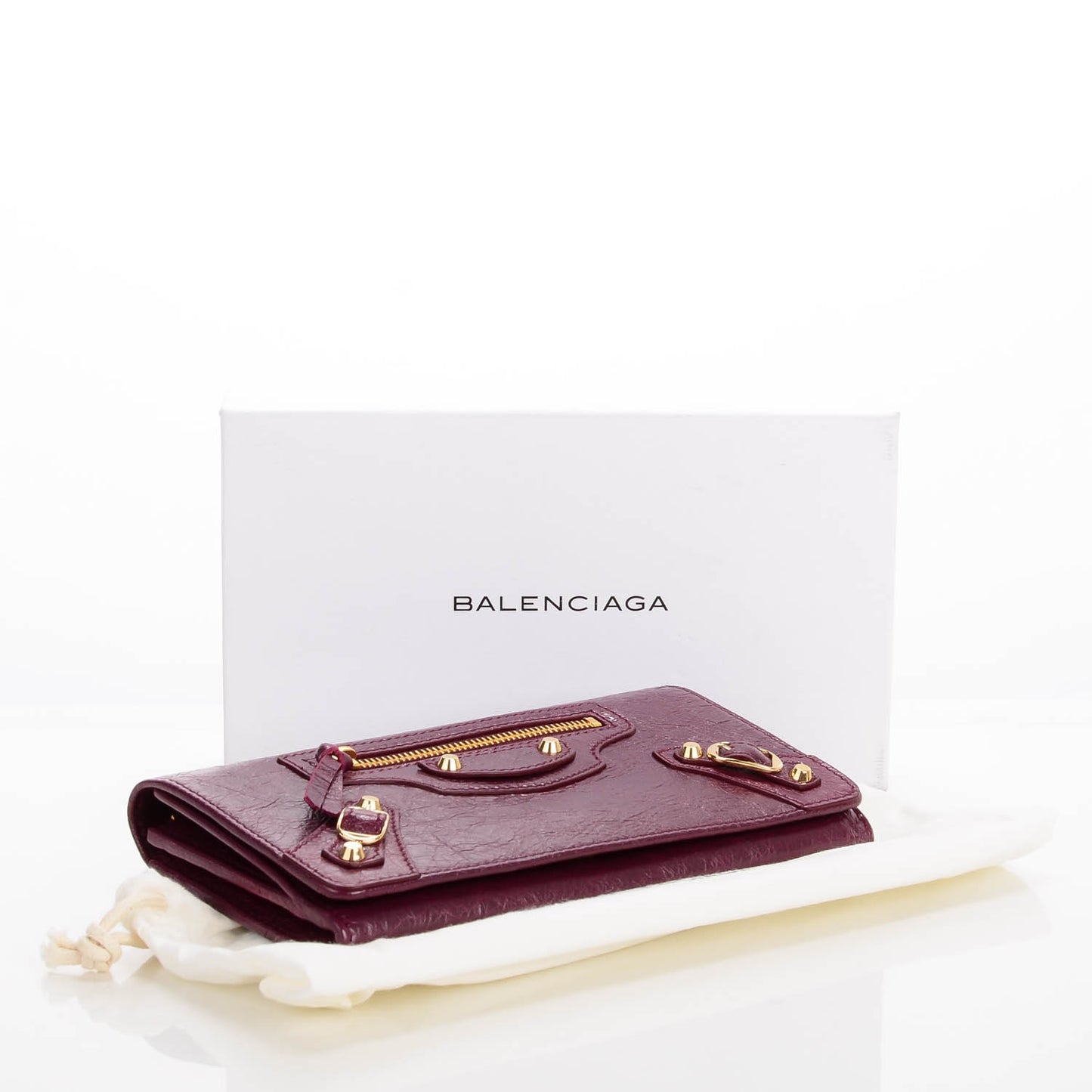 Agneau Classic Hardware Money Wallet Violet Prune