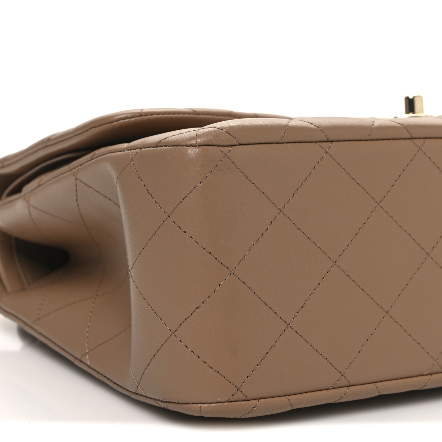 Lambskin Quilted Jumbo Double Flap Dark Beige