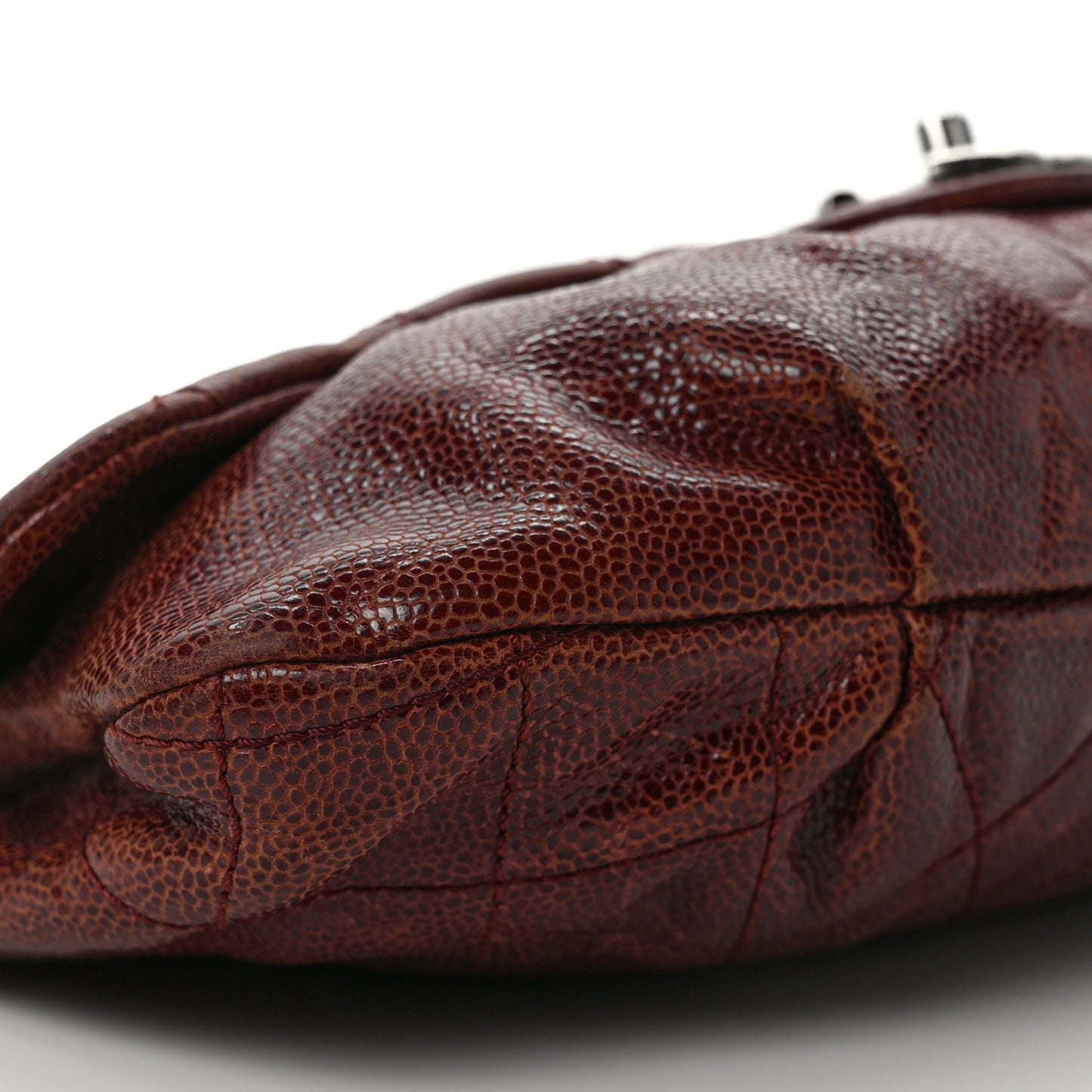 Crumpled Calfskin Quilted Medium Elastic Flap Bordeaux