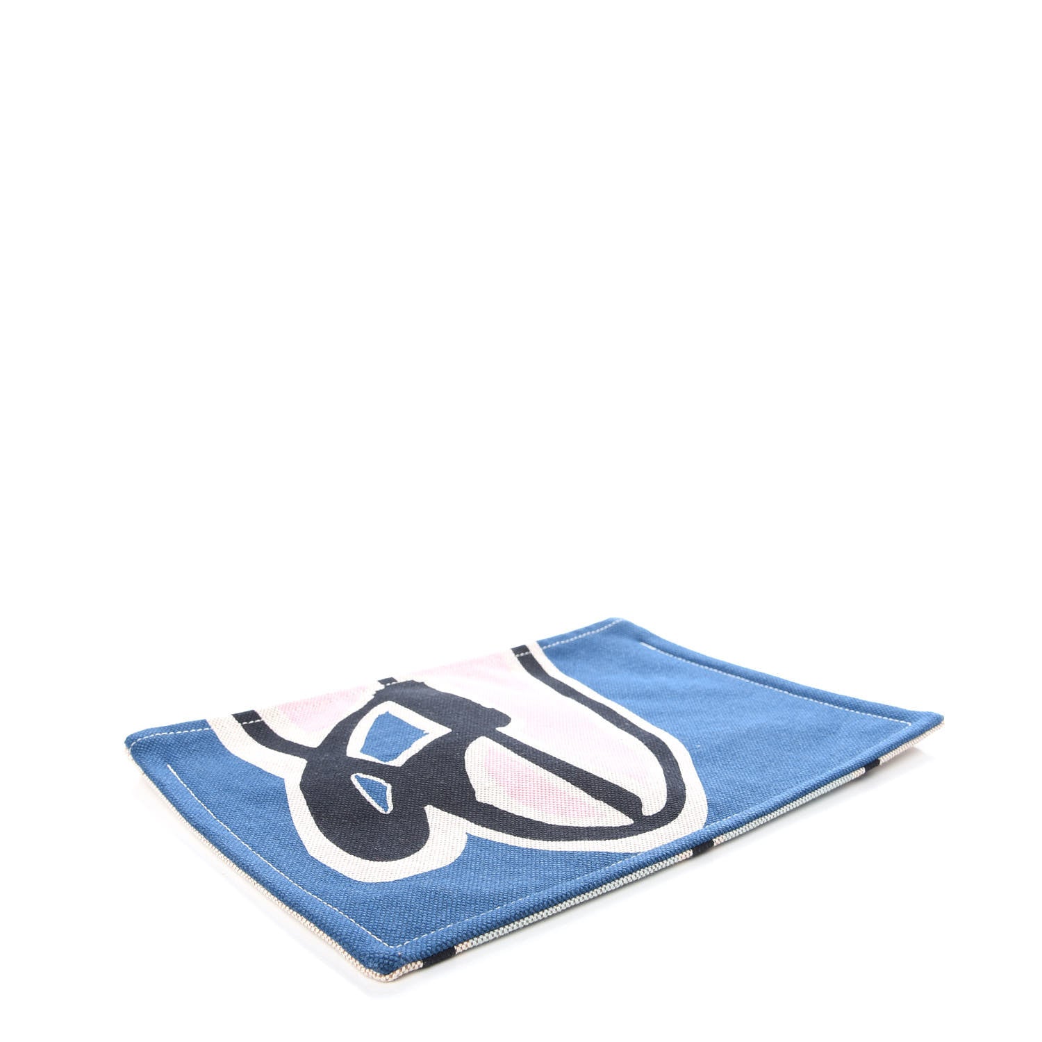 Hermes Toile Flat Waikiki Pouch Blue 4 of 6