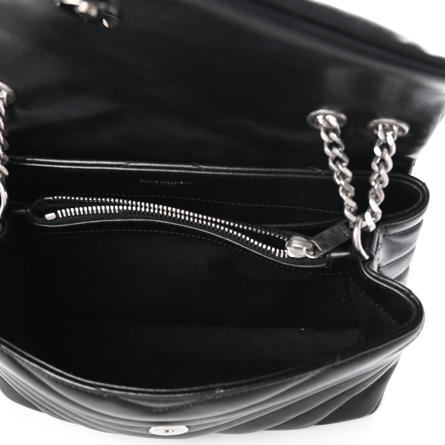Saint Laurent Calfskin Y Quilted Monogram Small Loulou Chain Satchel Black 5 of 11