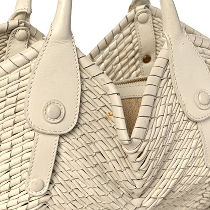 Salvatore Ferragamo Woven Calfskin Satchel White 11 of 17
