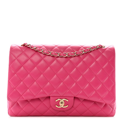 Chanel Lambskin Quilted Maxi Double Flap Fuchsia 1 of 14