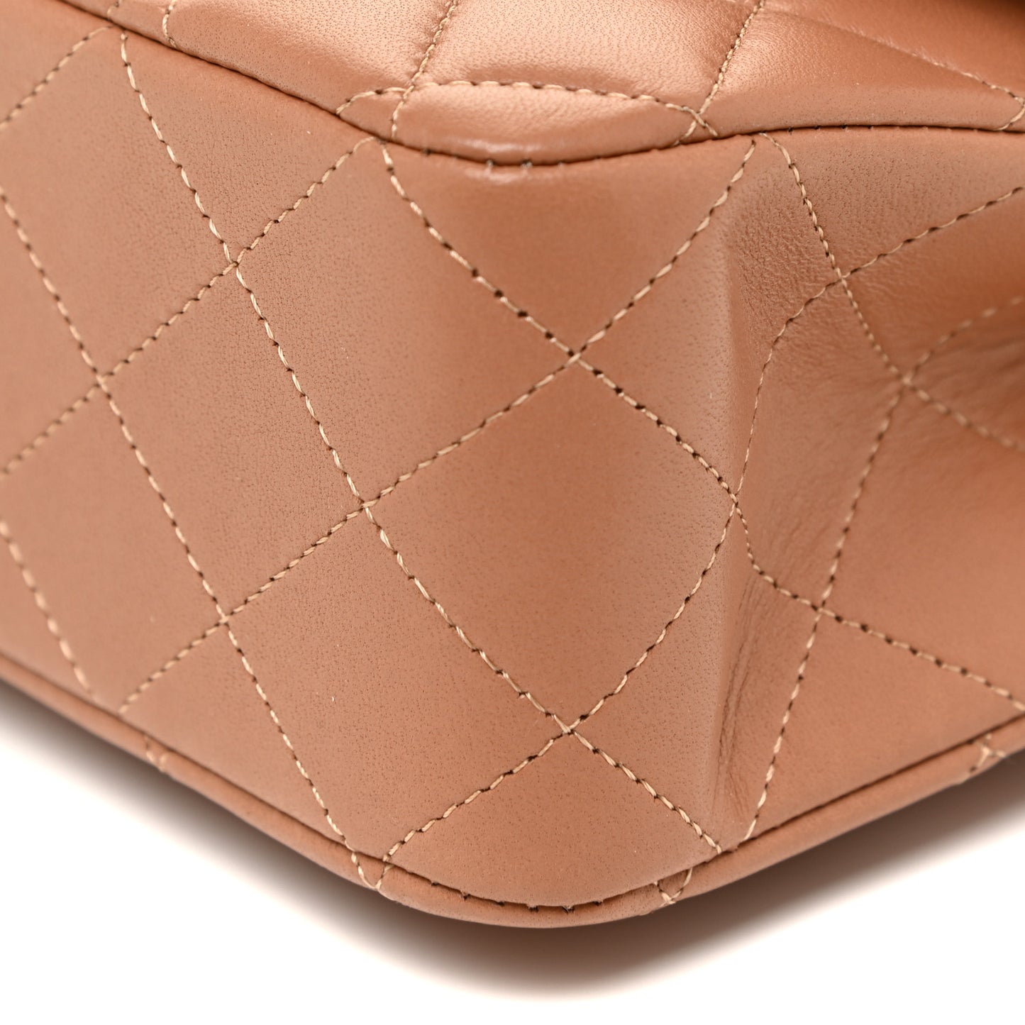 Lambskin Quilted Medium Double Flap Brown