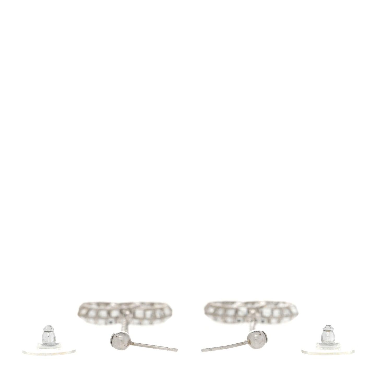 Baguette Crystal CC Drop Earrings Silver