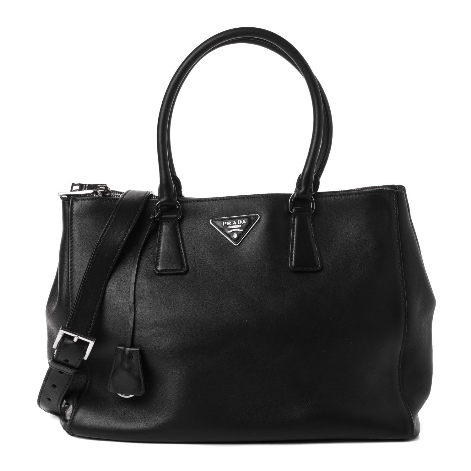 Prada City Calf Medium Galleria Double Zip Tote Black 1 of 5