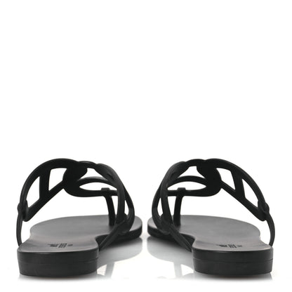 Hermes Rubber Womens Egerie Sandals 38 Black 5 of 12