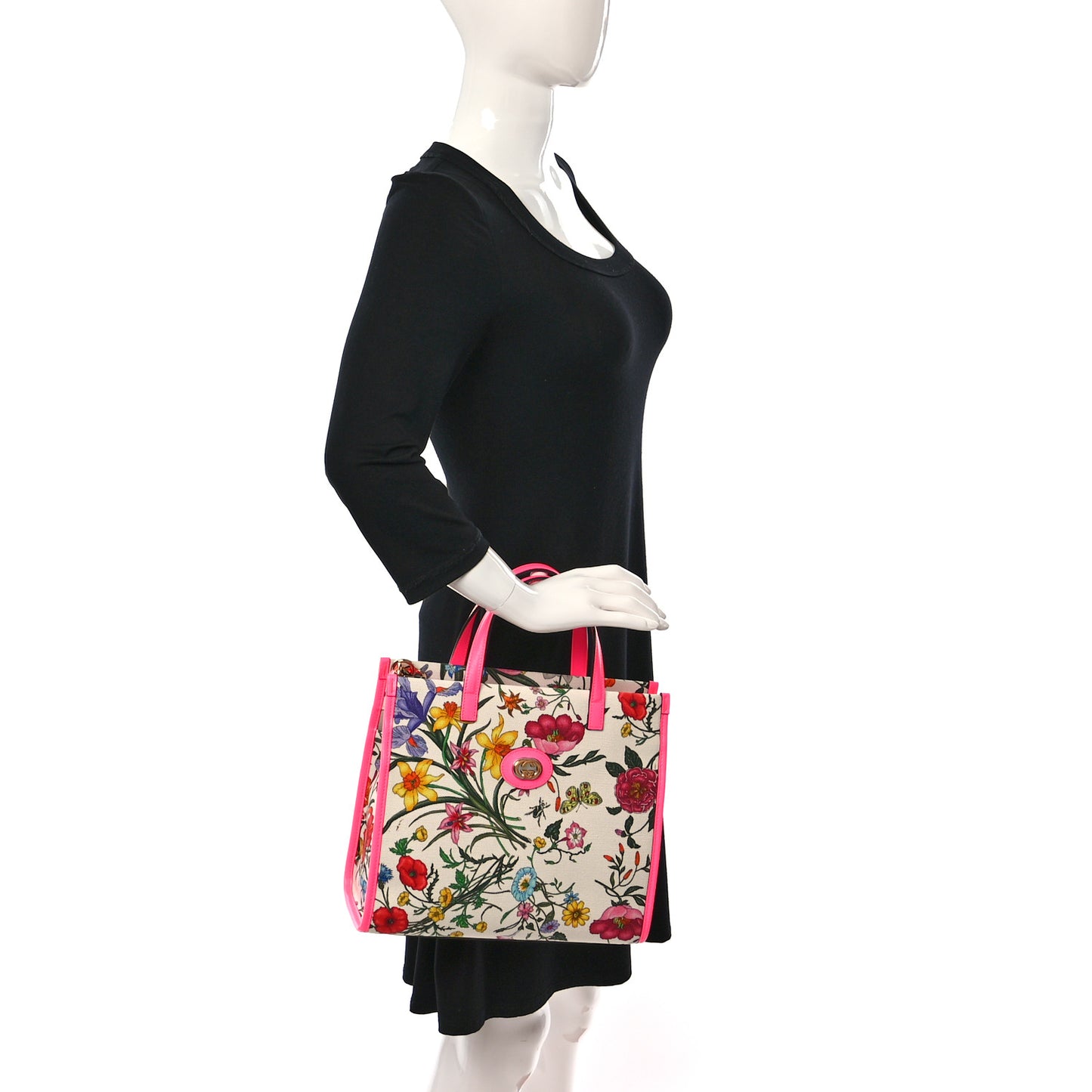 Canvas Medium Flora Tote Fuchsia