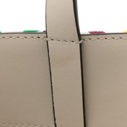 Valentino Garavani Canvas Calfskin Crystal Small Escape Loop Vlogo Signature Tote White Multicolor 10 of 10