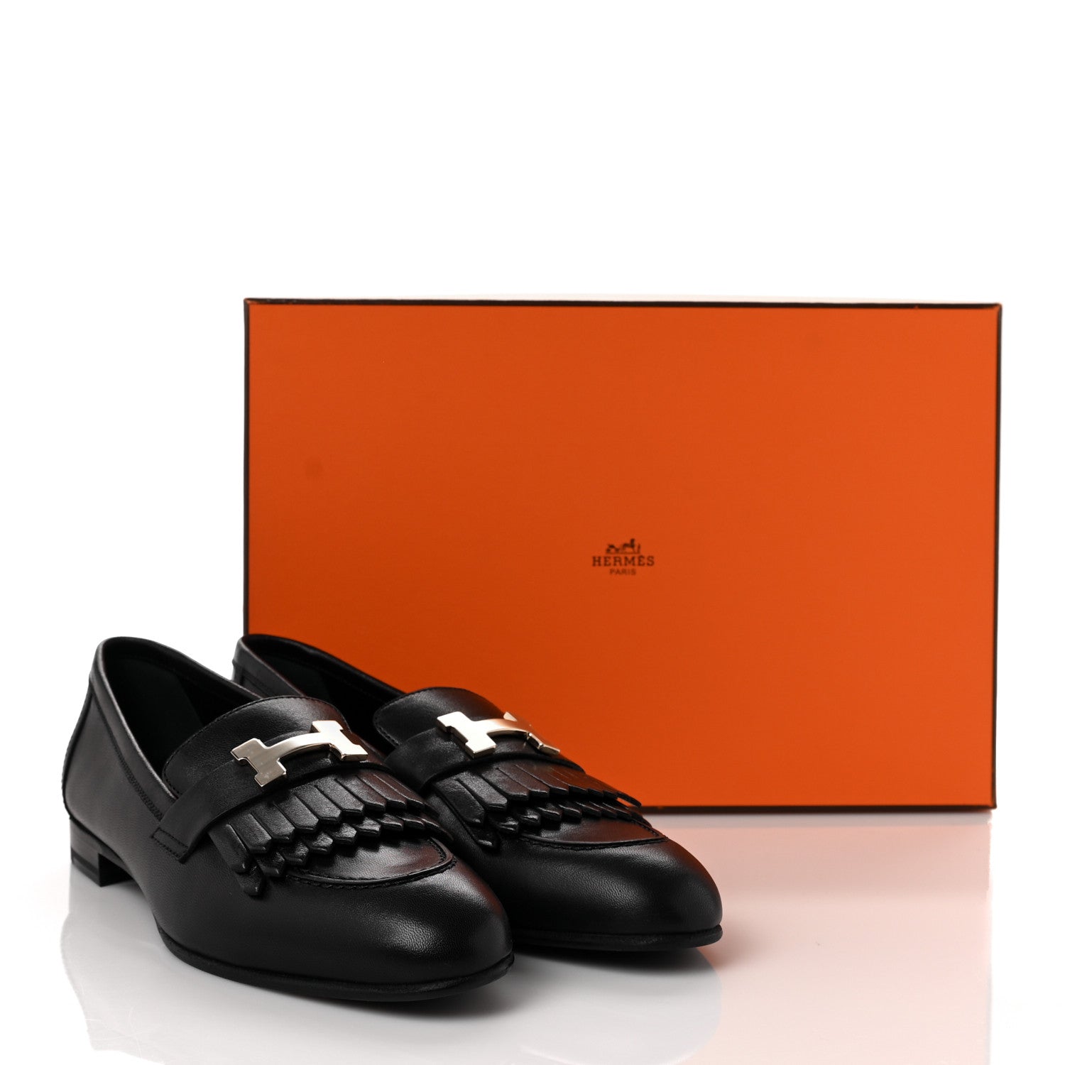 Hermes Goatskin Womens Royal Loafers 38 Black 8 of 8