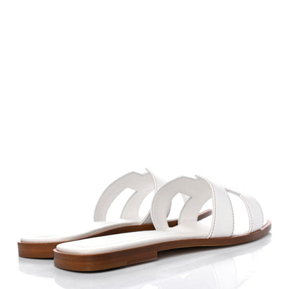 Hermes Box Calfskin Oran Sandals 39 White 3 of 4
