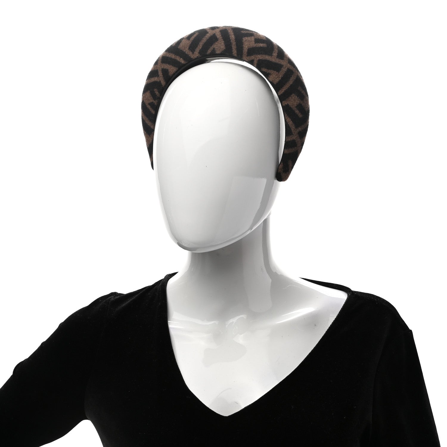 Fendi Wool Cashmere FF Logo Headband Tobacco 2 of 14