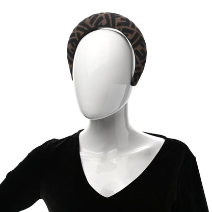 Fendi Wool Cashmere FF Logo Headband Tobacco 2 of 14