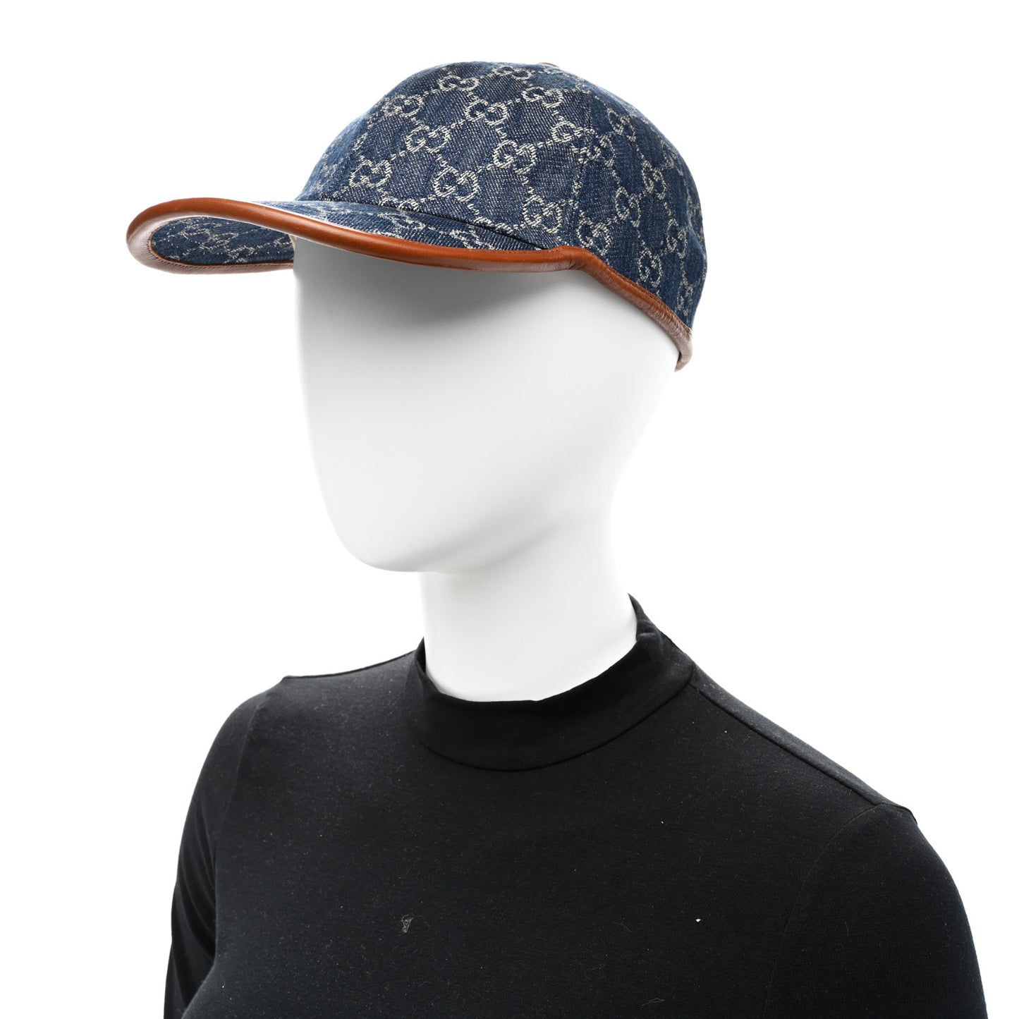 Washed Jacquard Denim Nappa GG Monogram Oscar Baseball Hat M Denim Cuir