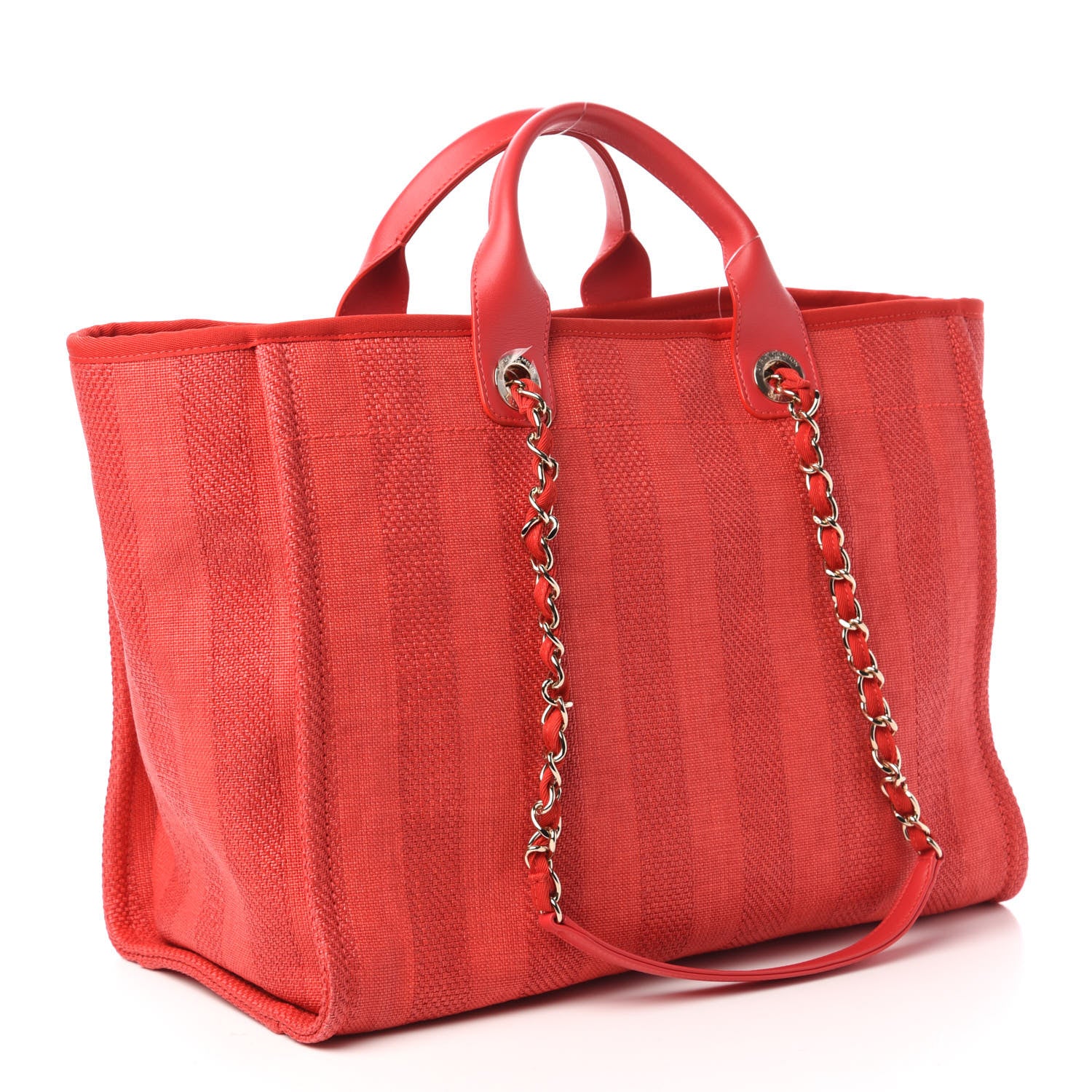 Chanel Mixed Fibers Striped Medium Deauville Tote Red 3 of 10