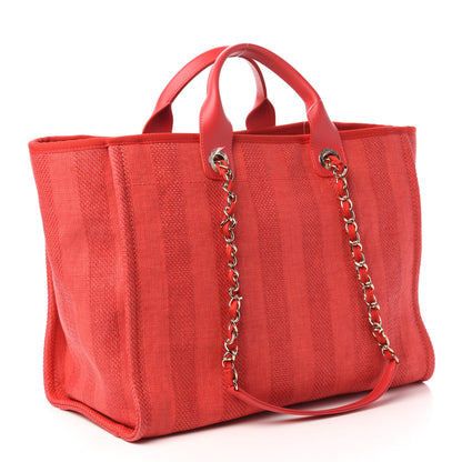 Chanel Mixed Fibers Striped Medium Deauville Tote Red 3 of 10