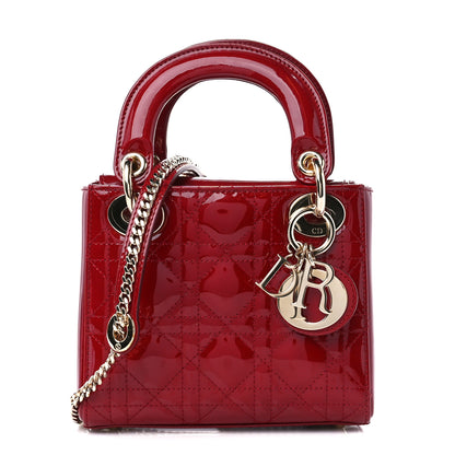 Christian Dior Patent Cannage Mini Lady Dior Red 1 of 10