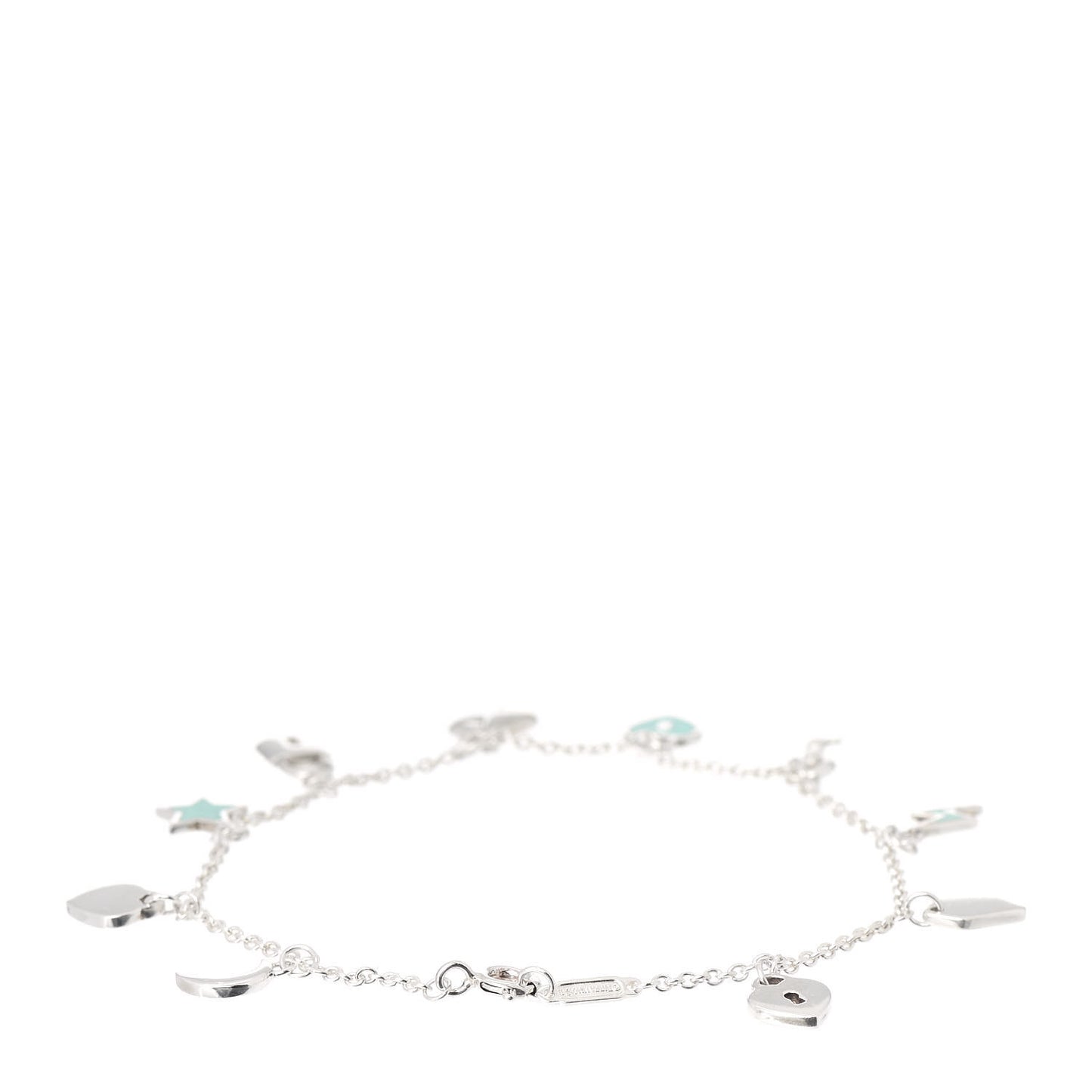 Sterling Silver Enamel Love Notes Charm Bracelet Blue