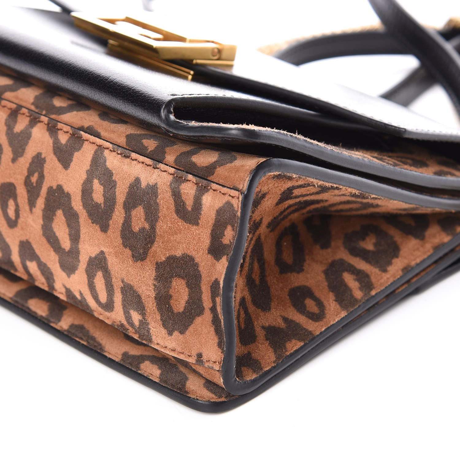 Givenchy Calfskin Suede Leopard Print Small GV3 Shoulder Bag Black Chestnut 6 of 8