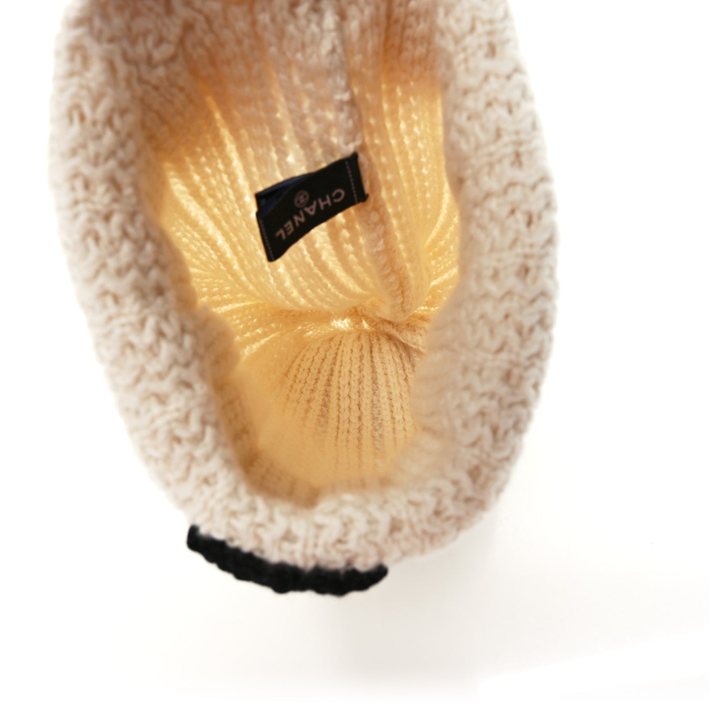 Cashmere CC Beanie Hat White Black