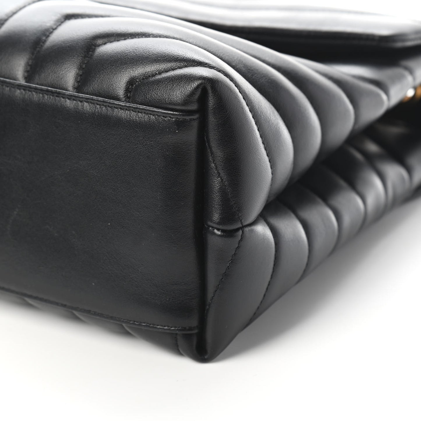 Calfskin Y Quilted Monogram Medium Loulou Chain Satchel Black