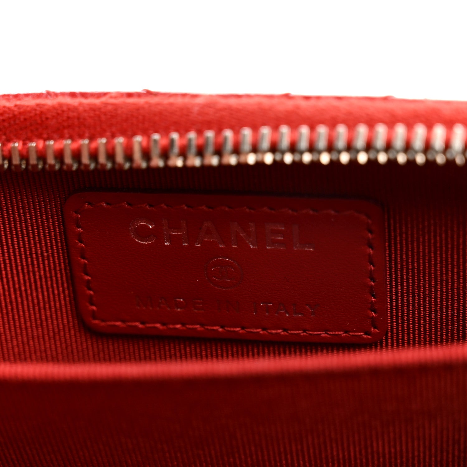 Chanel Caviar Chevron Quilted Zip Around Coin Purse Red 6 of 8