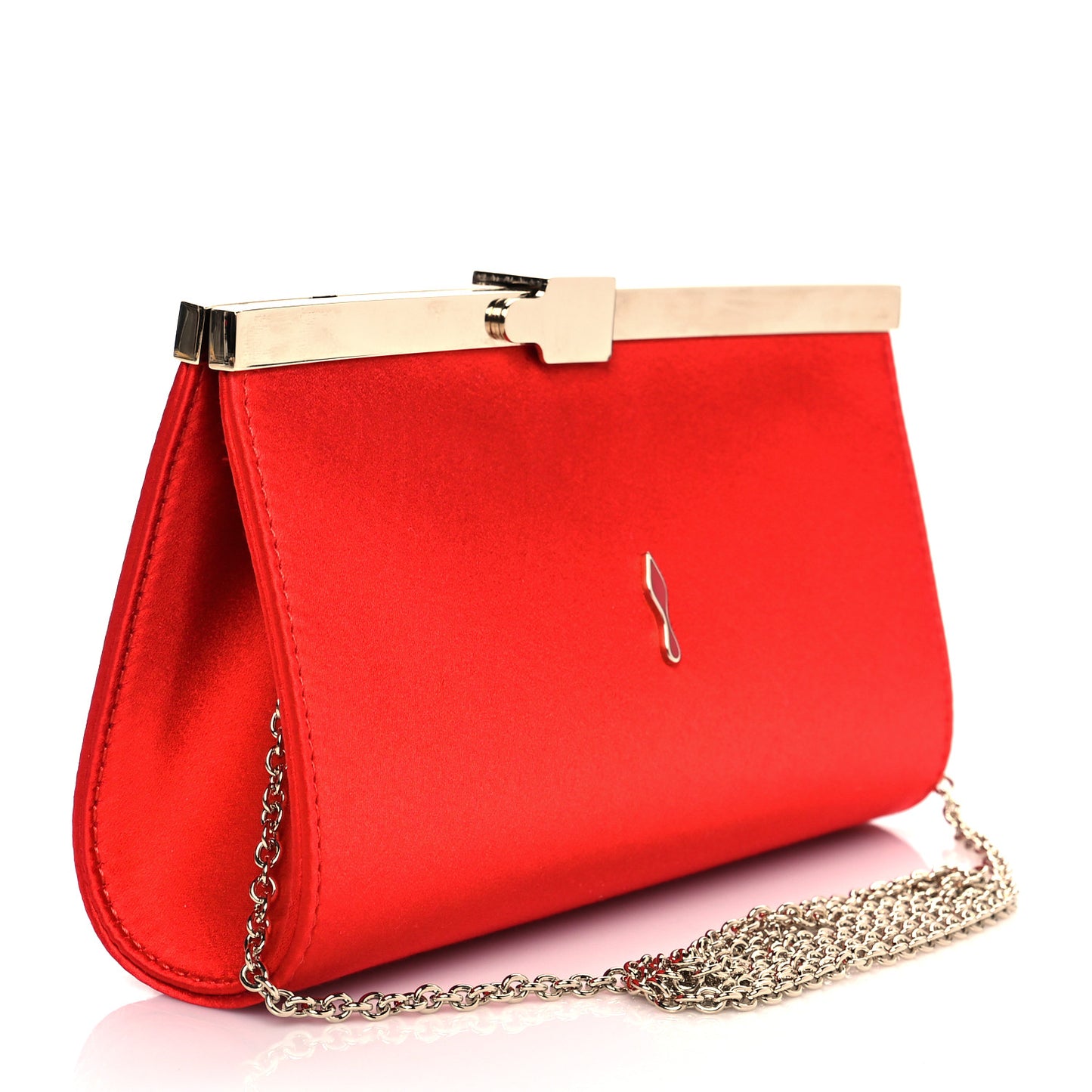 Satin Palmette Clutch Red
