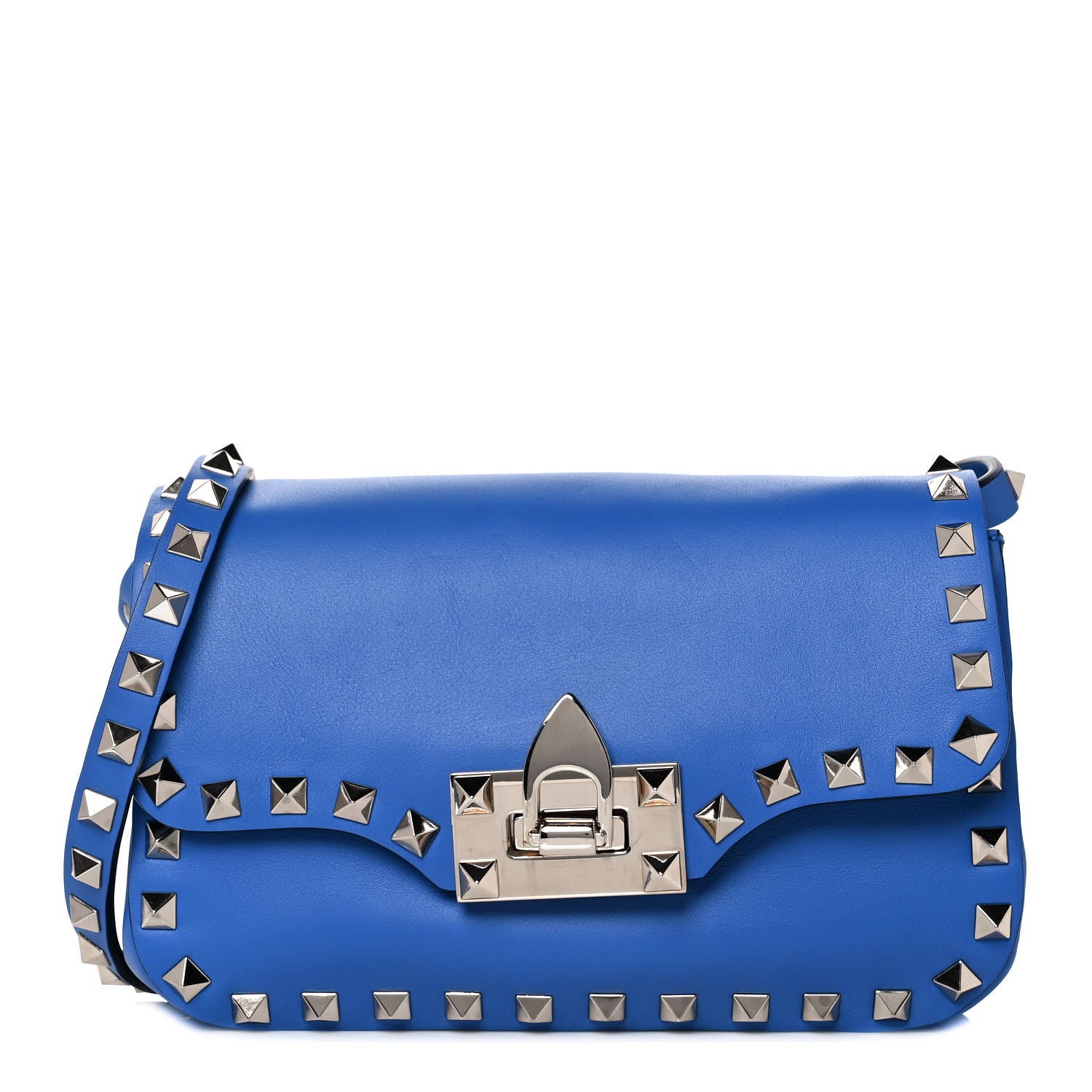 Valentino Garavani Vitello Mini Rockstud Flap Saddle Crossbody Bag Light Sapphire 1 of 9