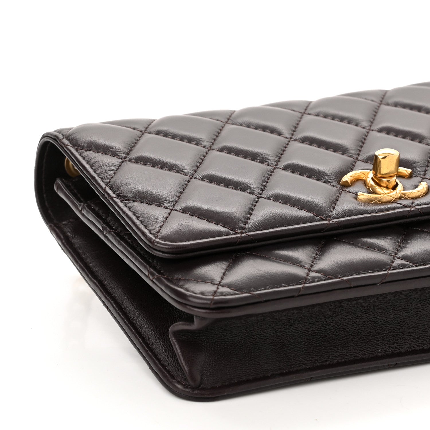 Chanel Lambskin Quilted Pillow Crush Wallet On Chain WOC Dark Brown 8 of 11