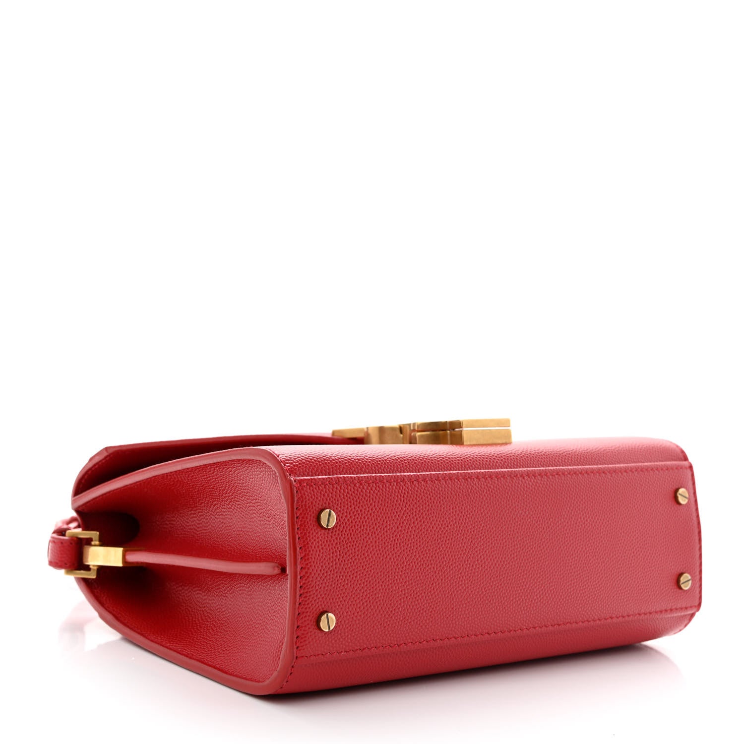Saint Laurent Grain de Poudre Mini Classic Monogram Cassandra Top Handle Red 4 of 11