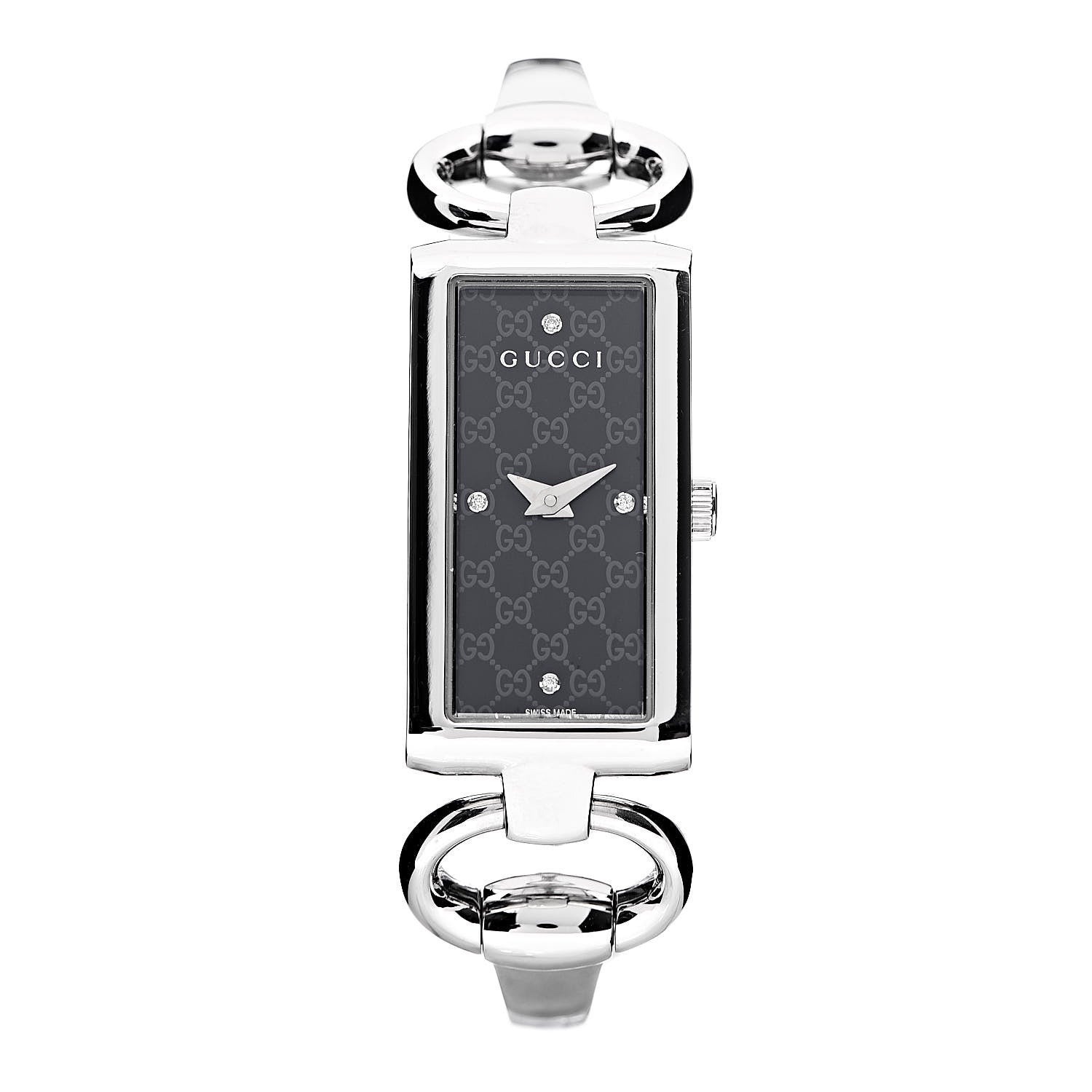 Gucci Stainless Steel Diamond 17mm Tornabuoni Quartz Watch Black 1 of 7