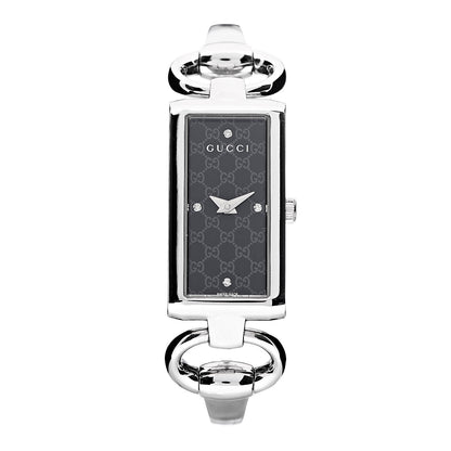 Gucci Stainless Steel Diamond 17mm Tornabuoni Quartz Watch Black 1 of 7