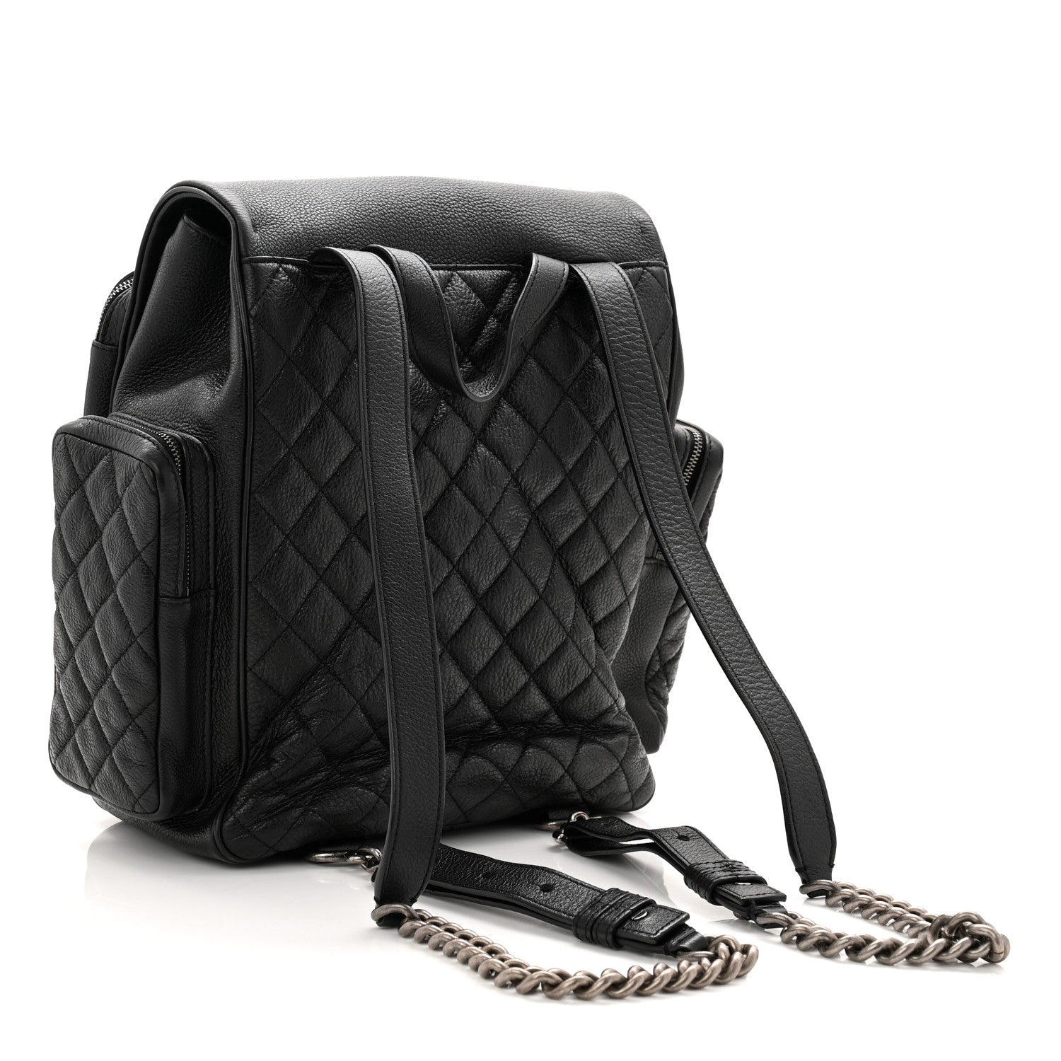 Chanel Grained Calfskin Quilted Large Casual Rock Backpack Black 3 of 13
