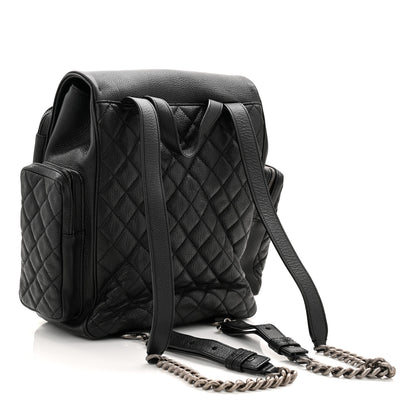 Chanel Grained Calfskin Quilted Large Casual Rock Backpack Black 3 of 13