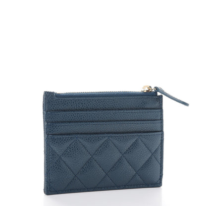 Chanel Metallic Caviar Quilted CC Zip Card Holder Dark Blue 3 of 8