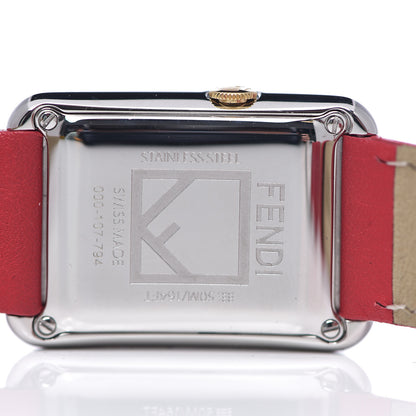 Fendi Stainless Steel Calfskin 22mm Run Away Quartz Watch Red 4 of 7