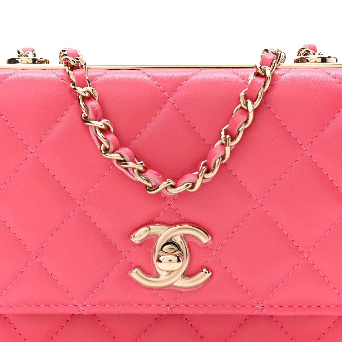 Lambskin Quilted Mini Trendy CC Wallet On Chain WOC Pink