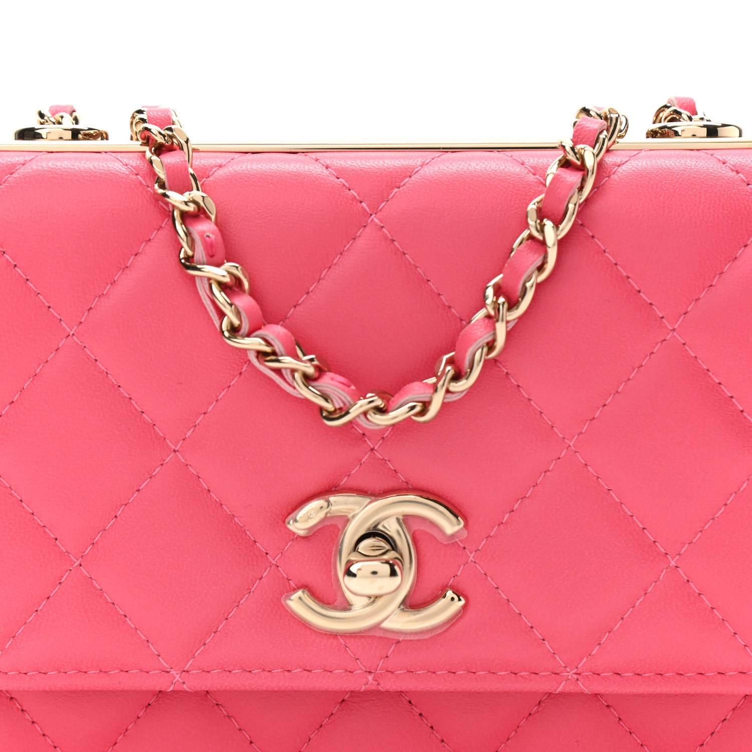 Chanel Lambskin Quilted Mini Trendy CC Wallet On Chain WOC Pink 8 of 11